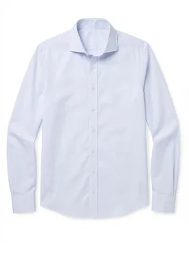Sky blue striped twill shirt
