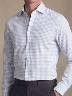 Sky blue fine check poplin shirt