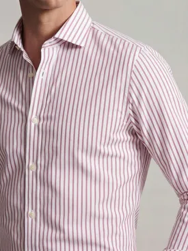 Burgundy red striped end-on-end shirt