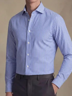 Blue striped poplin shirt