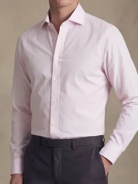Easy-iron pale pink checked poplin shirt