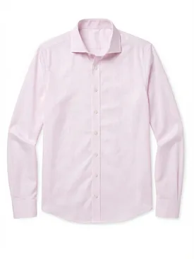 Easy-iron pale pink checked poplin shirt
