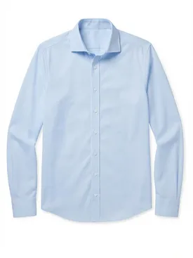 Plain sky blue poplin shirt