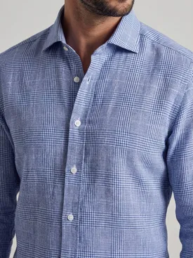Blue checked linen shirt