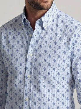 Blue printed poplin shirt
