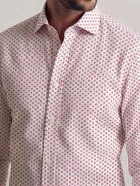 Red printed poplin shirt