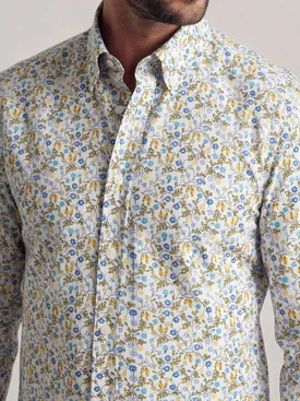 Yellow printed poplin shirt