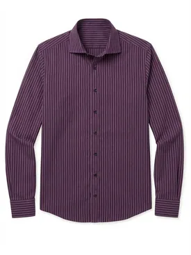 Purple striped poplin shirt