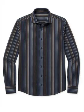 Black striped poplin shirt