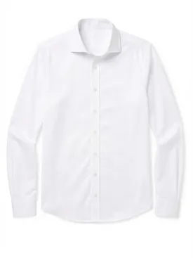 Plain white stretch poplin shirt