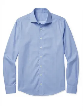 Blue printed stretch poplin shirt