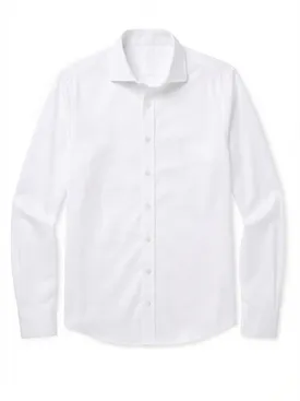 Easy-iron ivory white plain twill shirt