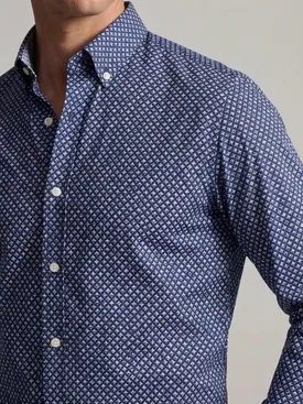 Easy-iron navy blue Liberty end-on-end shirt