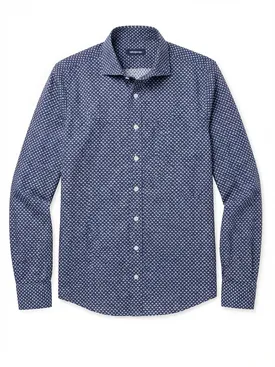 Easy-iron navy blue Liberty end-on-end shirt