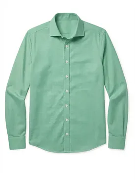 Easy-iron green checked twill shirt