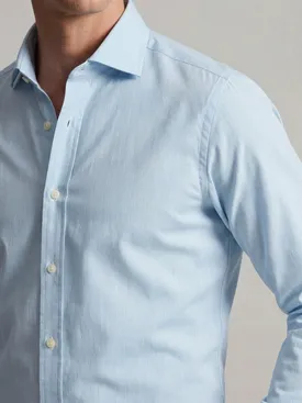 Plain light blue easy-iron end-on-end shirt