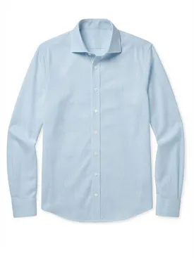 Plain light blue easy-iron end-on-end shirt