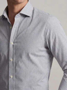 Easy-iron gray checked poplin shirt