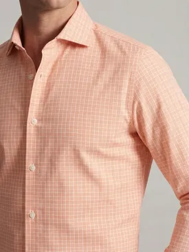 Orange Prince of Wales check poplin shirt, easy to iron