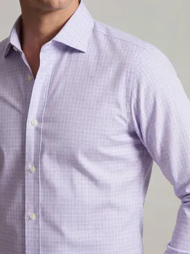 Easy-iron mauve prince of wales check poplin shirt