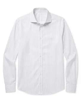 Easy-iron gray striped poplin shirt