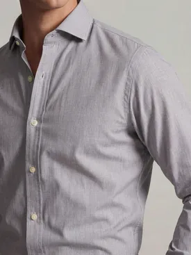 Plain brown easy-iron end-on-end shirt