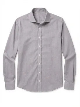 Plain brown easy-iron end-on-end shirt