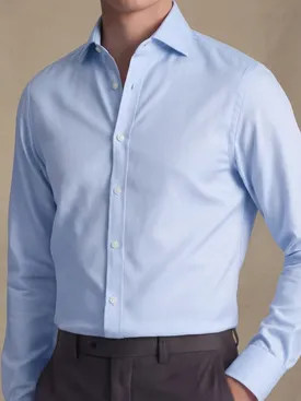 Plain sky blue wrinkle-free twill shirt
