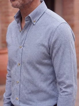 Blue mini-plaid flannel shirt