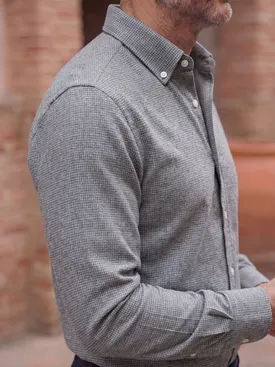 Gray mini-plaid flannel shirt