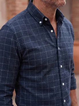 Flannel shirt with large blue checks