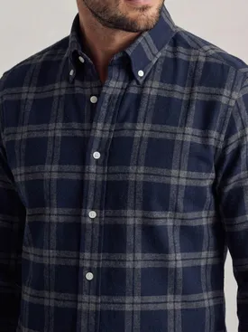 Blue and gray tartan thick flannel shirt