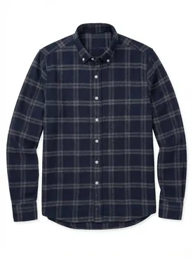 Blue and gray tartan thick flannel shirt