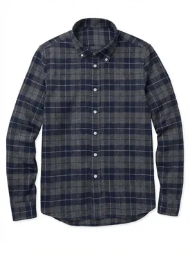 Blue and gray tartan thick flannel shirt