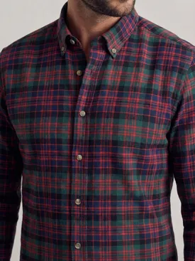 Red, green and blue tartan thick flannel shirt