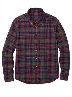 Red, green and blue tartan thick flannel shirt