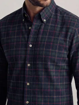 Green and blue tartan thick flannel shirt