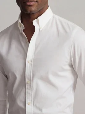 Luxury white solid double-twisted poplin shirt