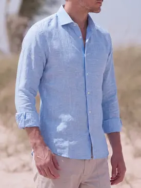 Plain sky blue Linen Shirt