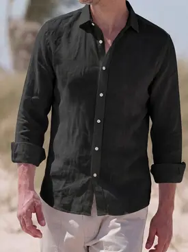Plain black Linen Shirt