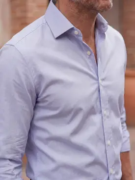 Lavender Blue Micro-Check Poplin Shirt