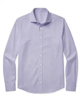 Lavender Blue Micro-Check Poplin Shirt