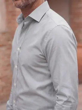 Grey Striped Poplin Shirt