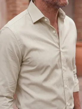Solid Beige Twill Shirt