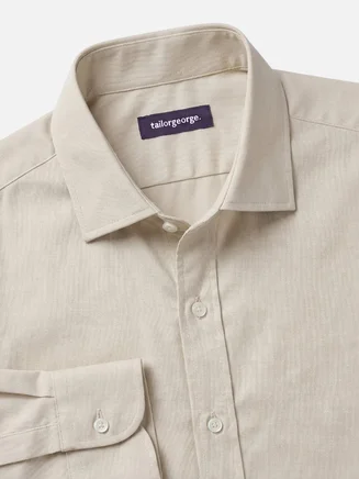 Solid Beige Twill Shirt
