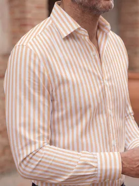 Orange Striped Poplin Shirt